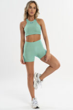 Shorts Hibisco Verde Jade / Azul Marinho - Imagem 6