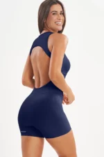 Macaquinho Peônia Azul Marinho Canelado - Imagem 2