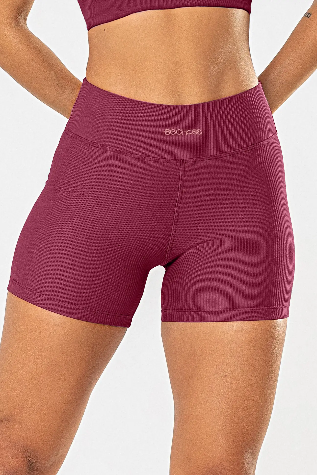 Shorts-Perpetua-Cranberry-Canelado-bechose-1 Shorts Perpétua Cranberry Canelado - Imagem 1