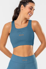 Top Cravo Azul Jeans Canelado