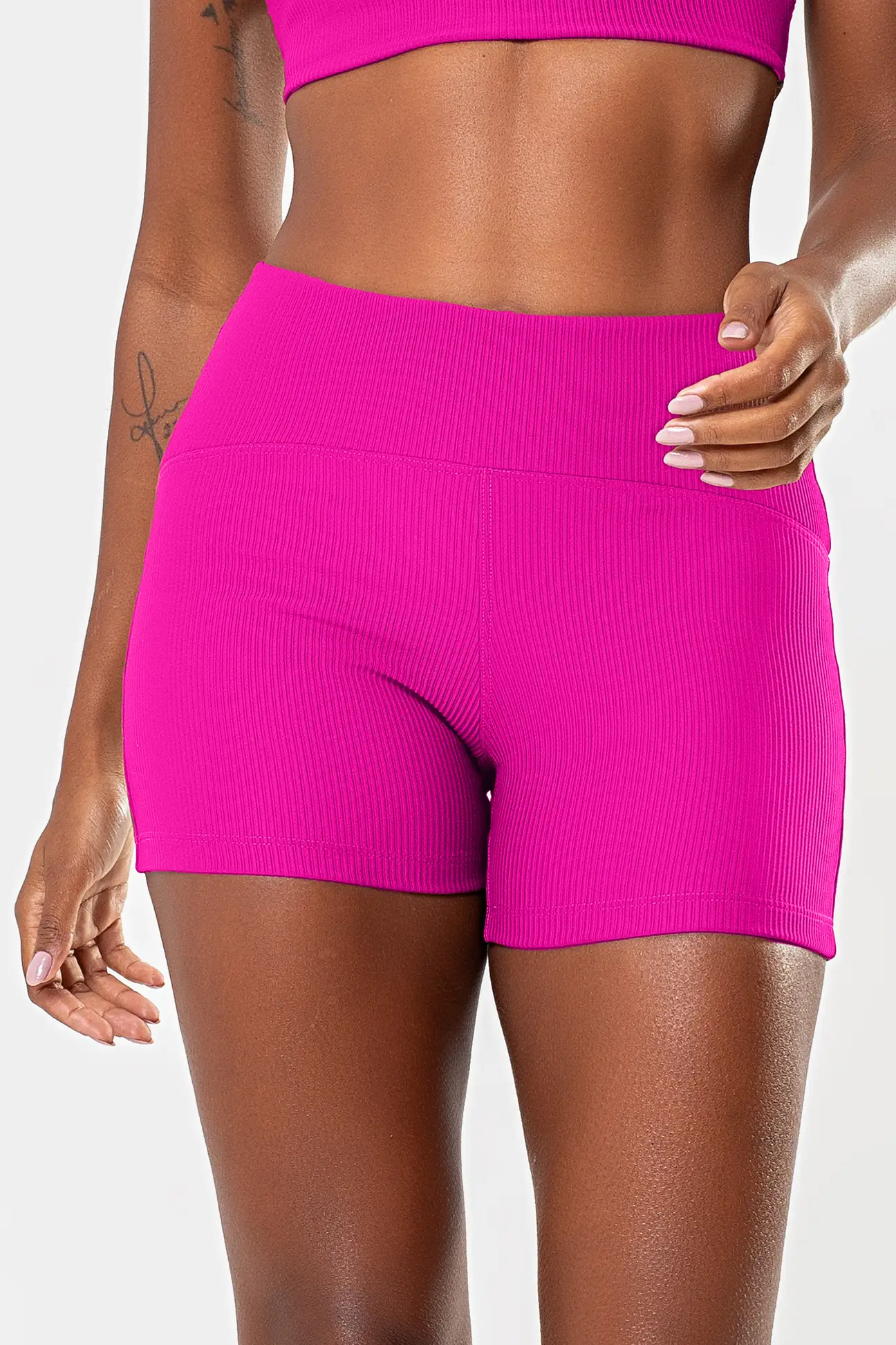 shorts-lotus-rosa-pink-canelado-bechose-1 Shorts Lótus Pink Canelado - Imagem 1