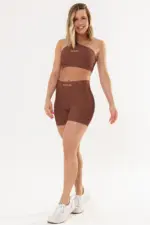 Shorts Peonia Marrom Pantone Canelado - Imagem 5