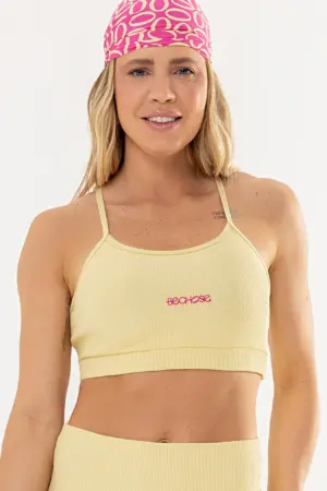 Top Tulipa Amarelo Manteiga Canelado