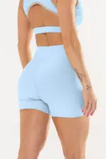 Shorts fitness Azul Ice Canelado / Castanho | Bechose