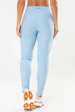 Legging Fitness Iris Azul Ice Canelado / Castanho