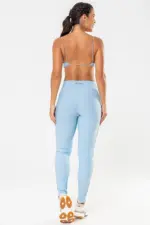 Legging Fitness Iris Azul Ice Canelado / Castanho