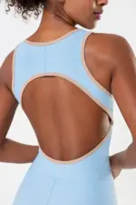 Macaquinho Peonia Azul Ice Canelado / Castanho - Imagem 2