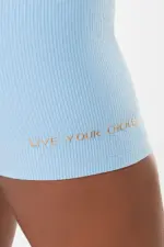 Macaquinho fitness Azul Ice Canelado / Castanho | Bechose