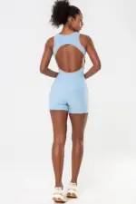 Macaquinho fitness Azul Ice Canelado / Castanho | Bechose