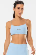 Top fitness dália Azul Ice Canelado / Castanho | Bechose