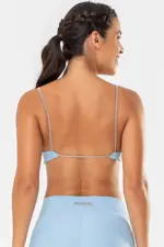 Top fitness dália Azul Ice Canelado / Castanho | Bechose