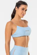 Top fitness dália Azul Ice Canelado / Castanho | Bechose