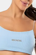 Top fitness dália Azul Ice Canelado / Castanho | Bechose