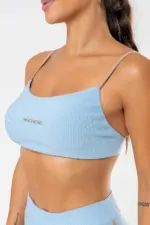 Top fitness dália Azul Ice Canelado / Castanho | Bechose